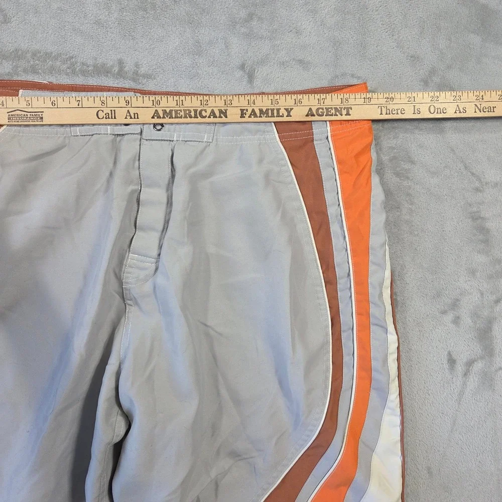 No Boundaries Mens Board Shorts Silver Orange Brown Colorblock 38 Y2k Skater